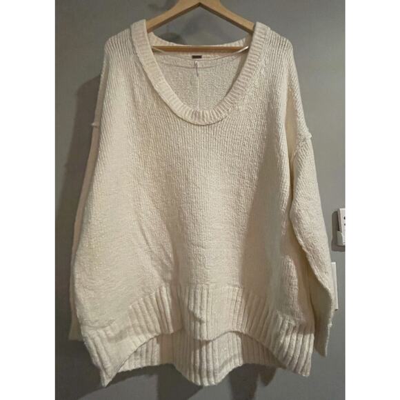 Free People Sweaters - Free People Sweater Low V-Neck Knit Oversized Pullover Cotton Blend Womens Small